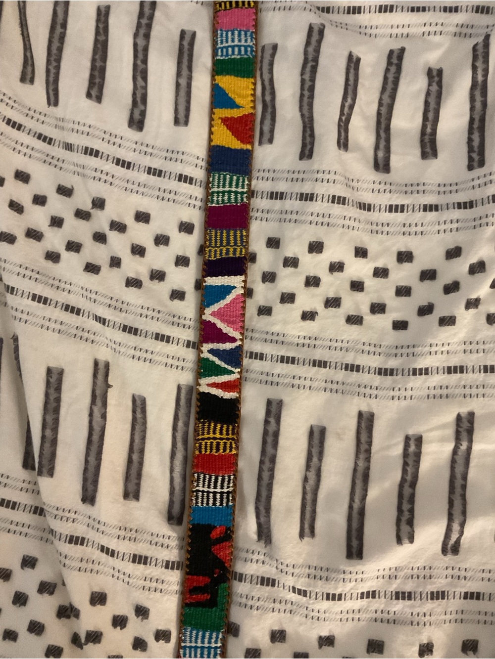 Colorful Woven Belt with Geometric Embroidery